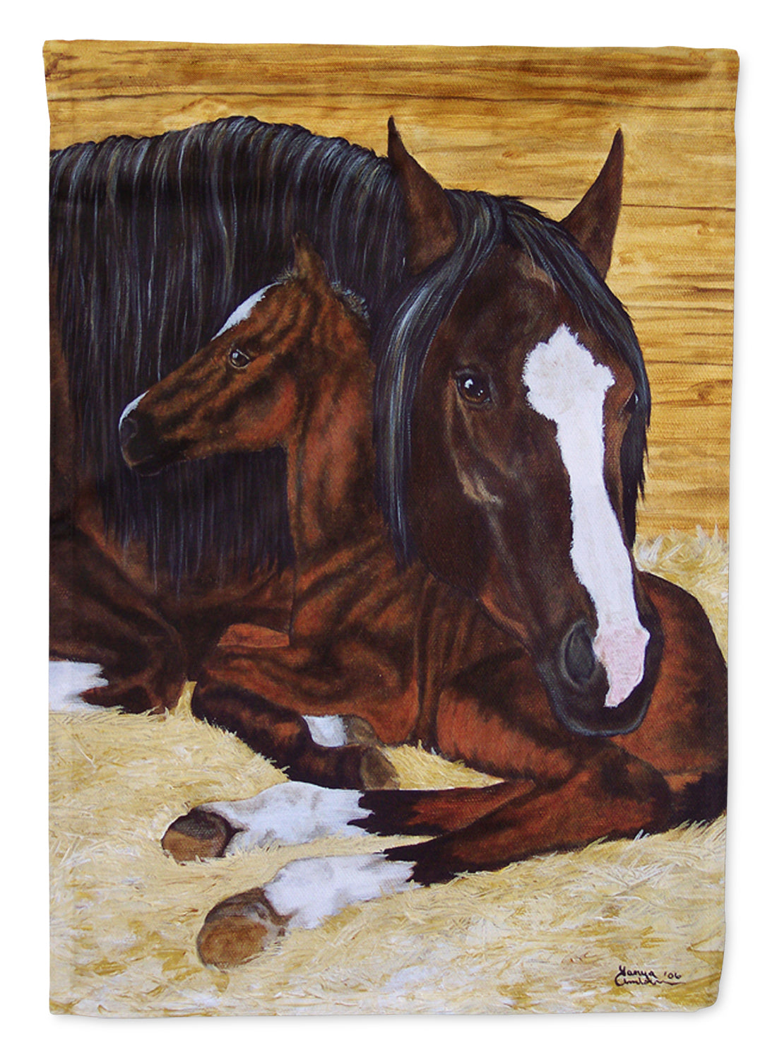 Bay Mare Foal Horse Garden Flag - Outdoor Decorative Yard Flag