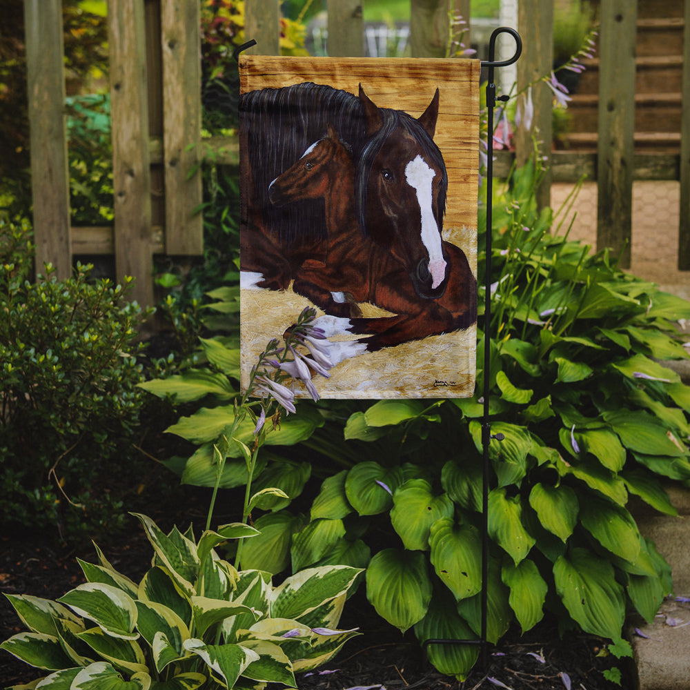 Bay Mare Foal Horse Garden Flag - Outdoor Decorative Yard Flag